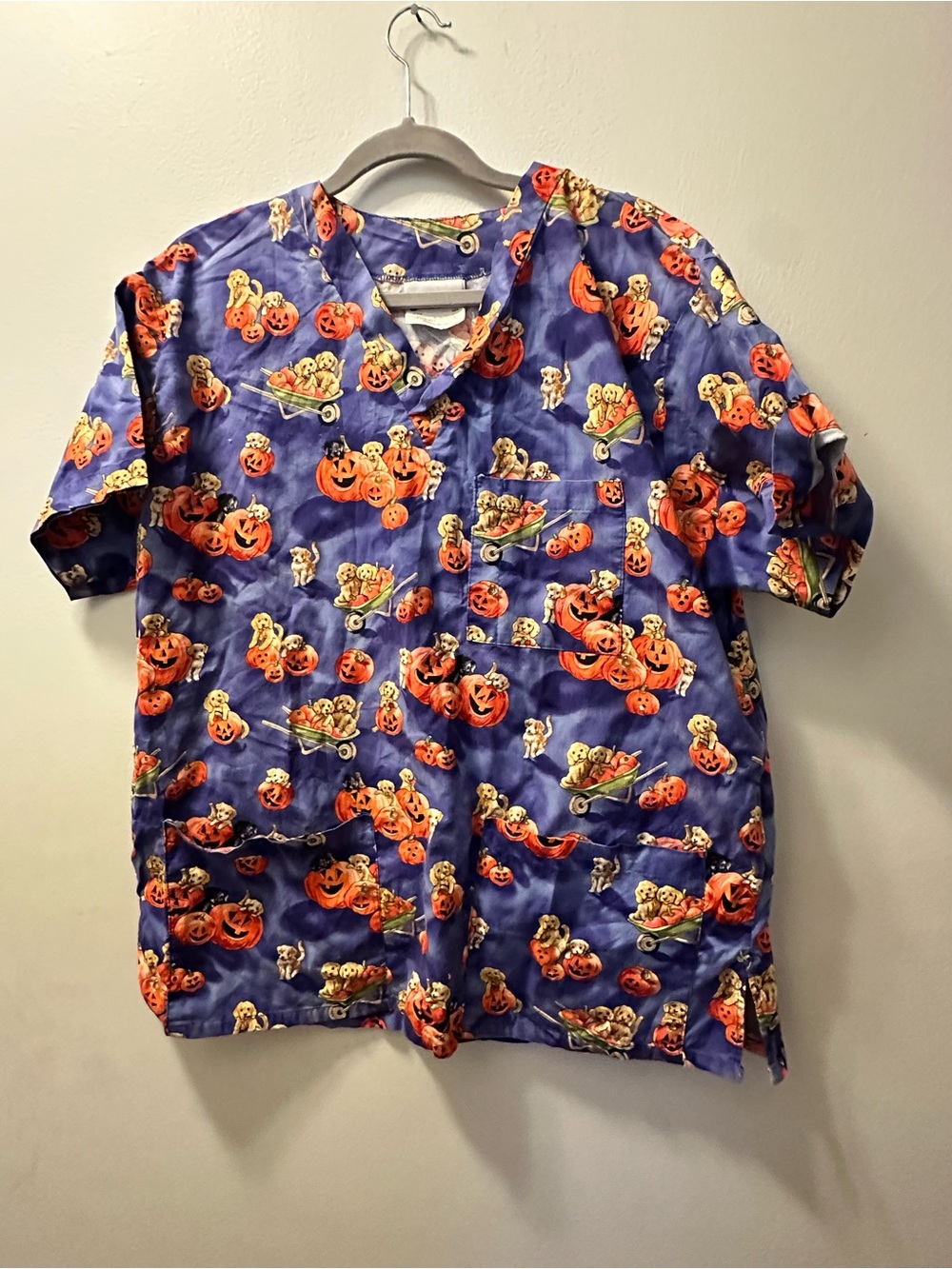 Halloween Pumpkin Print scrub top